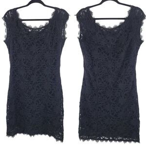 Lace Mini Bodycon Dress Sz XL Black Scalloped Stretch USA Cocktail‎ Party Sexy